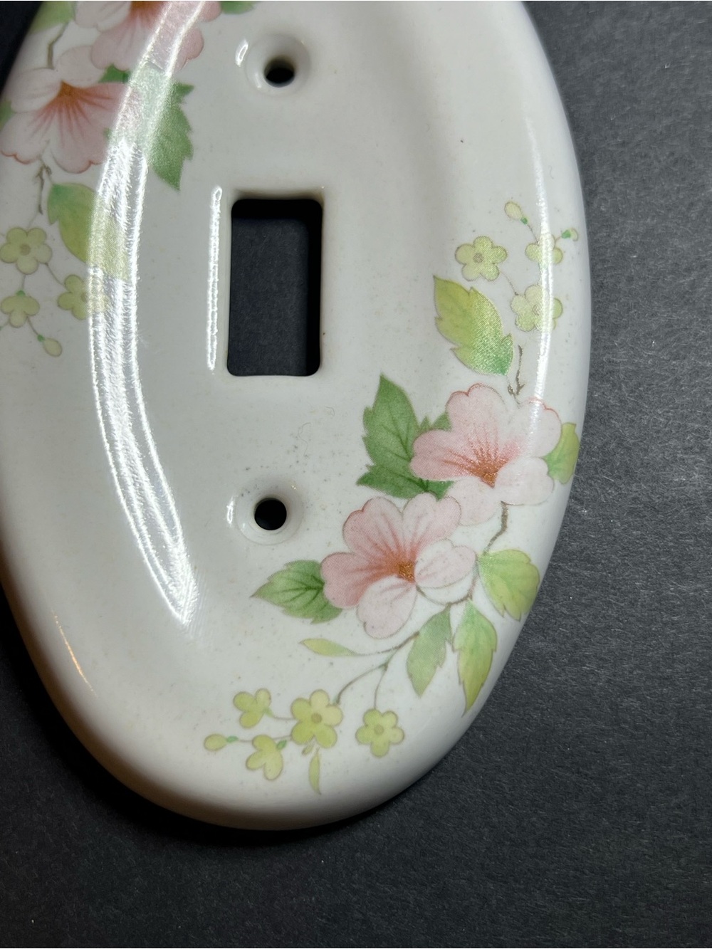 VTG Cottagecore Set of Oval Porcelain Floral Single & Double Switch Plate Covers - Picture 6 of 7